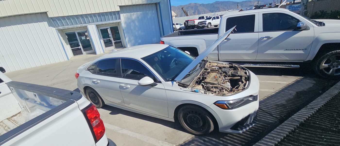 On-site diagnostic with the hood up