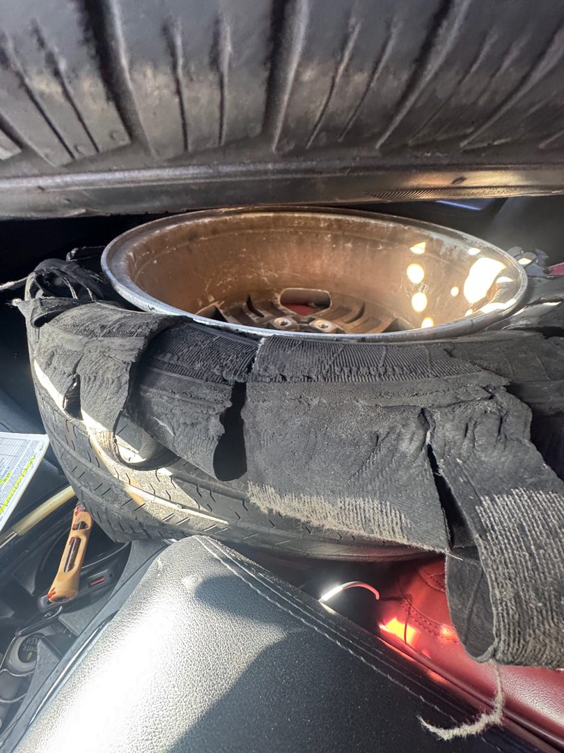 Heat-shredded tire — why pressure checks matter